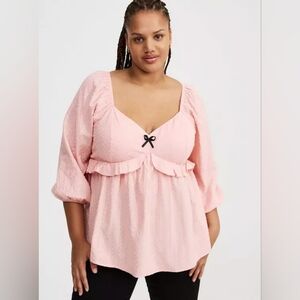 Chic Pink Blouse with Ruffle Detail